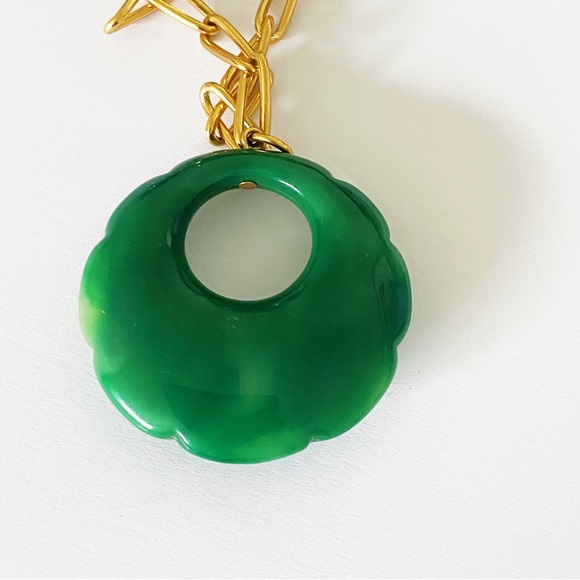 Crown Trifari Persian Garden lucite gold cabochon pendant necklace 20” - Picture 3 of 6